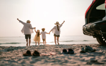 family on a beach