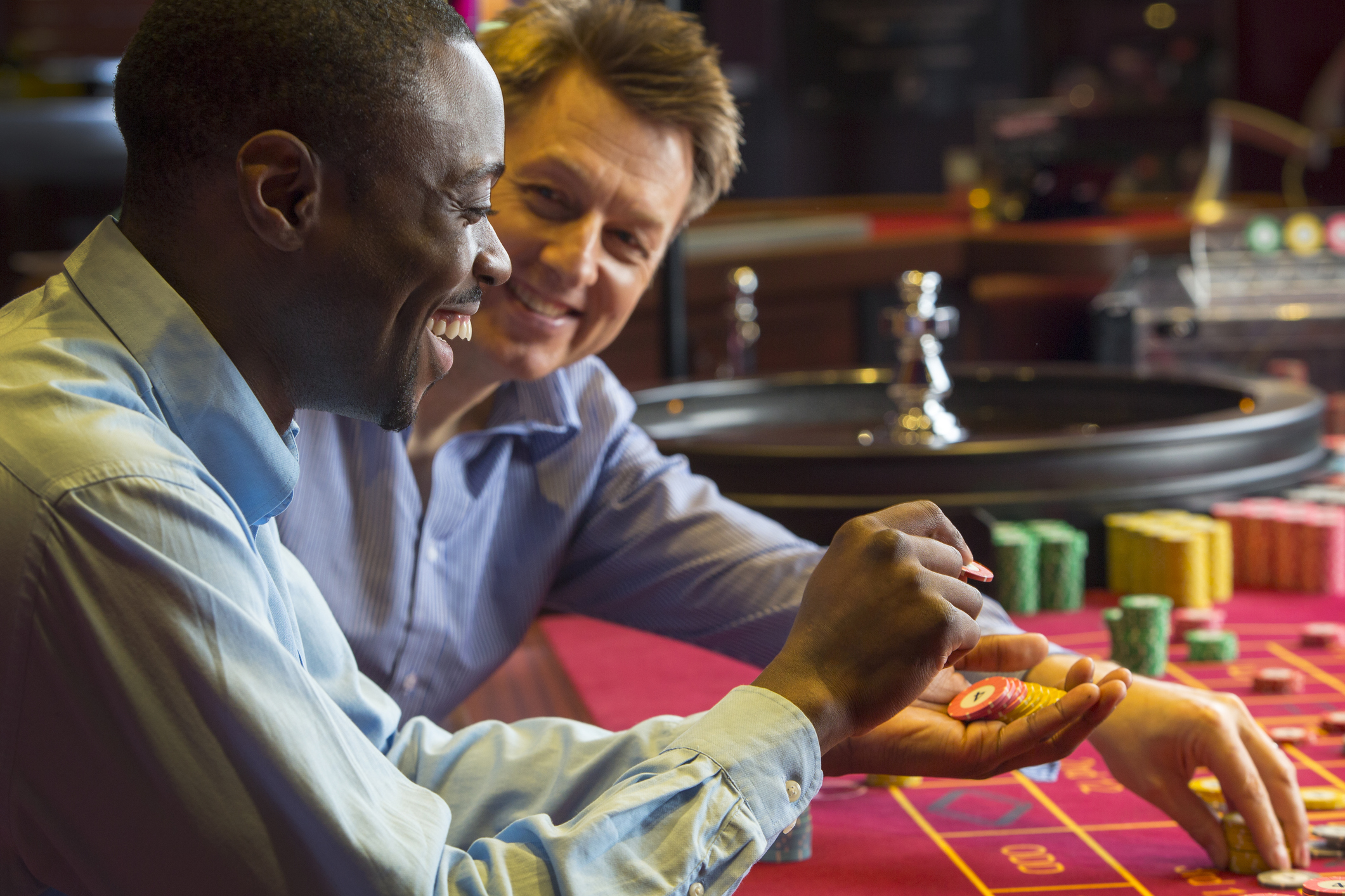 Two men playing Roulette